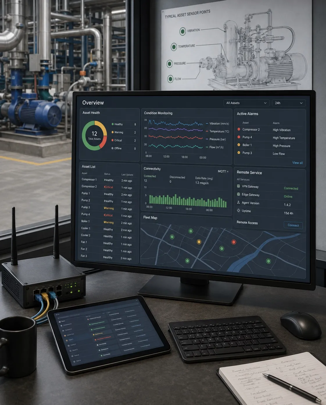 Bağlantılı ürünlerden merkezi izleme ve analiz için toplanan IoT telemetrisi.